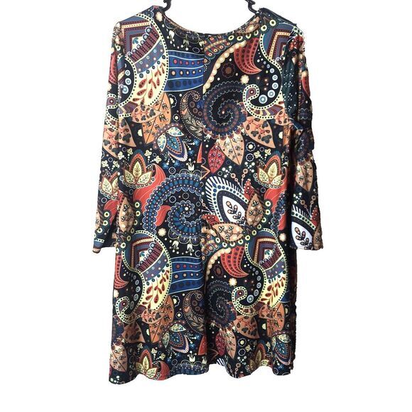 ENMAIN Women's Multicolor Paisley Tunic 3/4 Sleeve Loose Fit Dressy Casual SzM - Picture 3 of 6